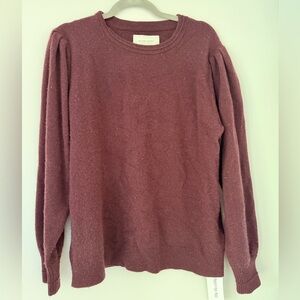 Brochu Walker cashmere puff sleeve sweater in burgundy